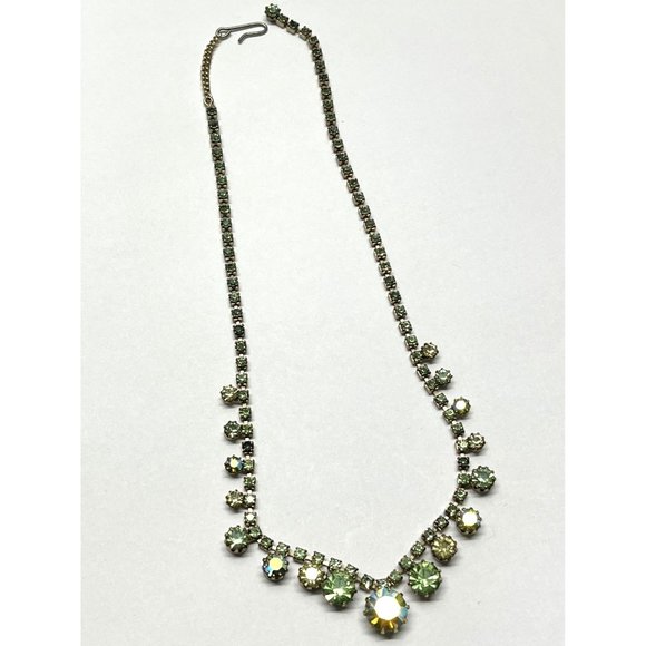 Vintage Karu Green Rhinestone Necklace - Picture 5 of 7
